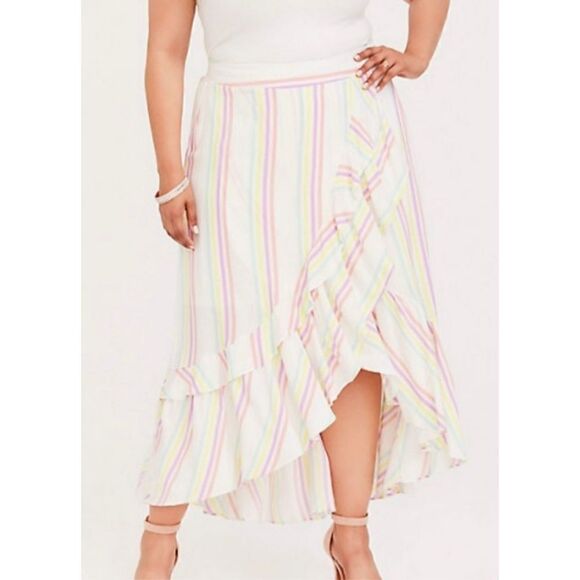 Torrid Ivy Stripe Challis Hilo Maxi Skirt pastel sz 2